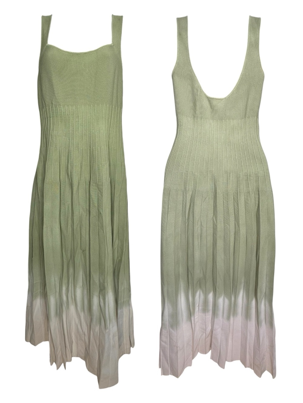 Staud knitted Tie Dye Ellison Pleated pale jade ombré dress size Large - Picture 3 of 10